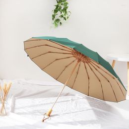 Umbrellas UV Folding Vintage Umbrella Reinforced Wind-resistant Large Sunscreen Rain Windproof Luxury Travel Paraguas Gear