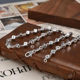 Chains Buddhastone Silver Colour Six Word True Words Dice Necklace Solid Small Block Splice Personalised Fashion Jewellery Accessories