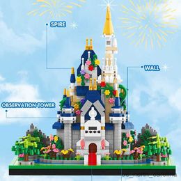 Blocks Castle Building Blocks Model Set Pink Church City Classic Cartoon Construction Toys Home Decorations R230907