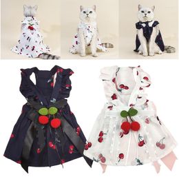 Dog Apparel Ins Cherry Pet Clothes Wedding Dress Meow Skirt Clothing Gift Bow Tie Designer