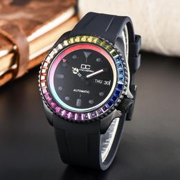 Wristwatches Custom Fashion Japan NH36 40.5mm Black/Colorful Men's Wrist Watches Sapphire Case Automatic Watch Rubber Band
