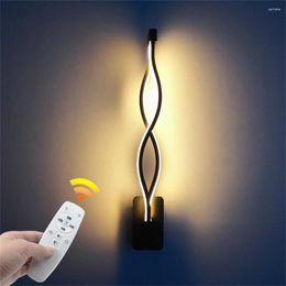 Wall Lamp Nordic Style Bedside LED Light Wave Design Bluetooth Smart Decor Lamps With Remote Control For Home El