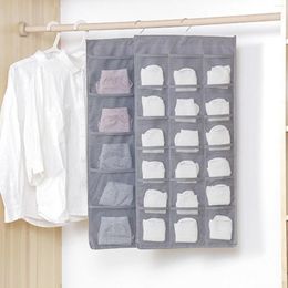 Storage Boxes Wall Shelf Wardrobe Bags Dual Sided Closet Hanging Bag For Underwear Lingerie Socks