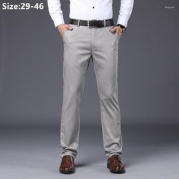 Men's Pants Dress Business Men Plus Size 46 44 42 Casual Non-Ironing Ice Silk Formal Trousers Black Grey Straight Suit Hombre Clothing