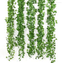 Decorative Flowers 3Pcs Artificial Ivy Plant Green Leaf Garland Vine Wall Hanging For Home Decor Garden Fake Wedding Arch Decoration 2.1m