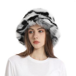 Berets Faux Fur Hat For Women's Elegant Autumn Winter Outdoor Luxury Y2k Party Fisherman Warm Korean Senior Bucket