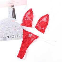 Womens Sexy Lingerie Set Exotic Bra Set Minimal Cover Bikini Lacing Strap with Thong Three-Point Babydolls Sexy Lace Bra357Y
