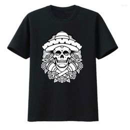 Magliette da uomo Teschio che indossa un cappello di paglia T-shirt in cotone Tees Top Y2k Abbigliamento T-shirt da uomo Abbigliamento Kpop Creative Camisa Camisetas Humor