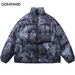 Men's Down Parkas Hip Hop Reversible Jacket Men Parka Streetwear Winter Thick Warm Punk Gothic Oversized Coat Harajuku Fashon Casual Outdoor 230906