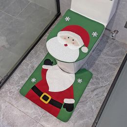 Toilet Seat Covers Christmas Snowman Santa Cover Floor Mats Decorations Two Piece Set 2pcs Print L5