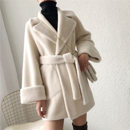 Womens Fur Faux Fur 100% Wool Coat Fashion Slim Jackets for Women Soft Coat Female Autumn Winter Sheep Shearing Coat Ropa Para Mujer 230906