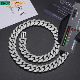 Dropshipping 925 Hip Iced Hop Vvs 15mm Bling Sterling Silber Geschenk Aus Kubanischen Moissanit Schmuck Link Kette Halskette Für männer Ijfaa