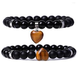 Strand DIZEZI Yoga Energy Healing Natural Stone Beads Bracelet Ethnic Fashion Heart Charm Bracelets Women Men Couple Jewellery