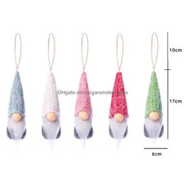 Christmas Decorations 5Pcs Christmas Gnome Plush Doll Pendant Kids Gift Xmas Tree Hanging Merry Party New Year Decoration For Home 202 Dhrq2