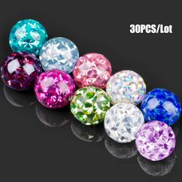 Labret Lip Piercing Jewelry 30pcsLot 16G 14G Epoxy Crystal Ferido Ball Replacement Accessories for Tongue Ring Ear Wholesale 230906