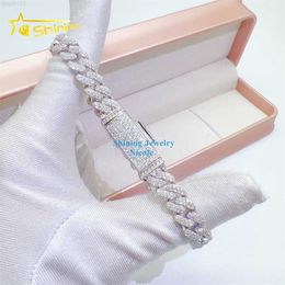 Top Out Hip Silver Iced Link Custom Bracelet Link Jewellery Moissanite Cuban 925 Chain 8mm Cuban Hop Quality Wvsdq