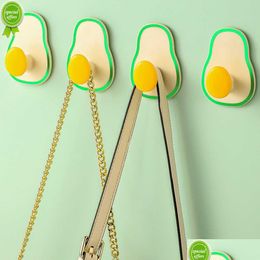 Hooks Rails New 4/2/1Pcs Avocado Hanger Hook Wall Decor Bag Cloth Adhesive Organiser Rack Bathroom Towel Holder Door T Storage Drop Dhs4Z