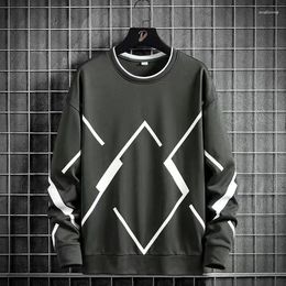 Men's Hoodies Large Size Pullover Hoodie Men 2023 Geometric Striped Print Crewneck Oversized Sweatshirts Male Streetwear Fashion Tops 8XL