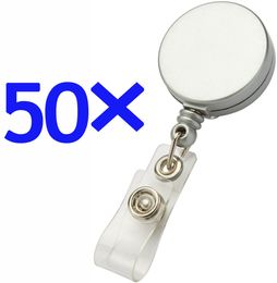 Other Office School Supplies Lot 50pcs silver Colour ID card badge reel holder clip retractable with waist buckle nylon rope wholesale nurse office Favour 230907