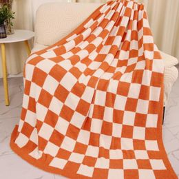 New Nordic Chessboard Grid Thick Blanket Office Nap Blanket Light Luxury Half Velvet Blanket Bed Blankets Factory Wholesale