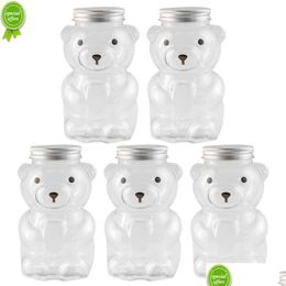 Water Bottles 5Pcs Disposable Drink Bottles Juice Storage Beverage Milk Tea Cute Bear Sealed Bottle Drop Delivery Dhw5Q