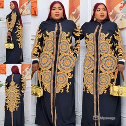 Plus size Dresses Fashion Shirt collar African chiffon Loose Long Dashiki Traditional Party Dress For Lady CPXF18 230907