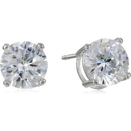 Essentials Plated Sterling Silver Cubic Zirconia Stud Earrings (Round Princess)