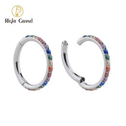 Labret Lip Piercing Jewelry Right Grand ASTM 36 Hinged Nose Ring Hoop Daith Septum Clicker 16G 8mm10mm12mm Cubic Zirconia 230906