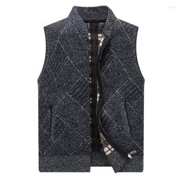 Men's Sweaters Winter Mens Sweater Vests Thick Fleece Knitted Cardigan Waistcoat Male Casual Vest For Men Sleeveless Clothes 2023