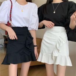 Skirts Clothing Mini Womens Skirt Ruffle For Woman Gyaru Short Tight Wrap High Waist Vintage Quality In A Line Korean Style