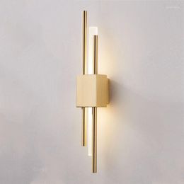 Wall Lamps Modern Led Light Lamp Black And Bronze Brass Gold Metal Acrylic Pipe Lights For Living Room Sconce Decor