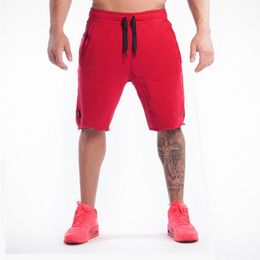 Summer New Cotton Men Shorts Calf-Length Gyms Fitness Casual Joggers Red Shorts Sportswear Bodybuilding Shorts Men250I