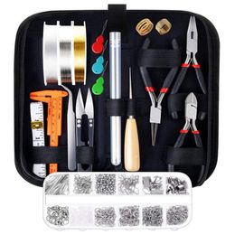 Jewelry Pouches Making Supplies Kit With Tools Wires And Findings For Repair And Beading300W