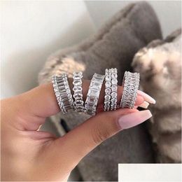 Wedding Rings Size 5-10 Mti Style Sell Classical Fine Jewelry 925 Sterling Sier White Topaz Cz Diamond Eternity Women Wedding Band Dro Dhc85