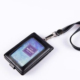 Other Office School Supplies Nahoo Leather Name Badge Holders Double Transparent ID Card Holder Business Tag Id Lanyard Retractabl 230907