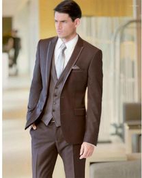 Men's Suits Formal Business Leisure Brown Men 3Pcs(Jacket Pants Vest Tie) Custom Made High Quality Christmas Party Blazer Trousers
