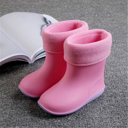 Boots Rain Boots Kids for Girls Waterproof Water Shoes Baby Boys Non-slip Rubber Boots Warm Children Rainboots four Seasons Removable 230907