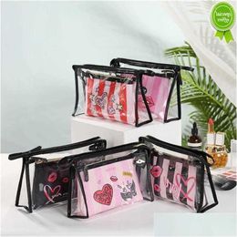 Other Housekeeping Organisation 2Pcsis1Set Pvc Makeup Bag Two Piece Set Transparent Travel 2 Layer Womens Cosmetic Portable Waterpro Dhhe3