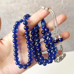 Strand Blue Amber Tasbih 8mm 66 Prayer Beads Arab Fashion Jewelry Misbaha Man's Islam Muslim Gift Rosary Islamic Tesbih Subha