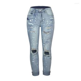 Women's Jeans 2023 Ripped High Waist Streetwear Vintage Stretch Casual Slim Fit Fashion Denim Pants