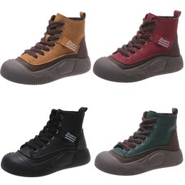 Multi-colored thick sole inside heightened athletic casual shoes woman black yellow red green outdoor sneakers color4