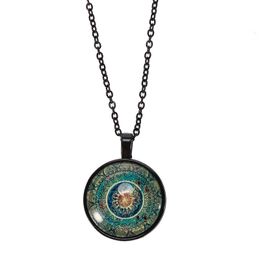 Chains Mandala Yoga Time Gem Necklace Fashion Glass Pendant Neck Chain Europe And America