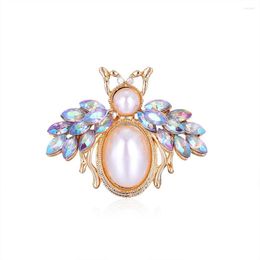 Brooches Fashion Pearl Bee Pin Metal Color Rhinestone Shirt Suit Collar Lapel Pins Accessories Christmas Jewelry For Men Women
