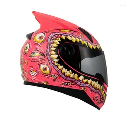 Motorcycle Helmets Summer Season Helmet Pink Colr Eyes With Horns Winter Capacete Casco