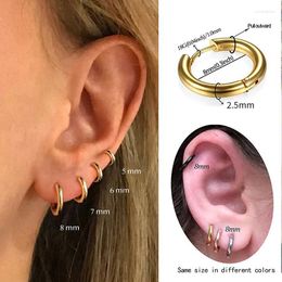 Hoop Earrings 2pcs Minimal Glossy Gold Color Tiny Cartilage Piercing Accessory Trendy Small Huggie Female Hoops For Men