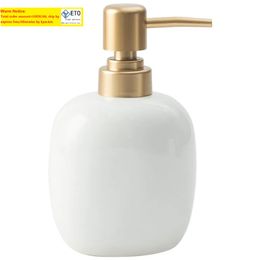 Nordic White Ceramic Dispenser Hand Sanitizer Soup Bottle Home Hotel Press Empty Bottle Gel Shampoo Moisture Gold Press Head Y200407 ZZ