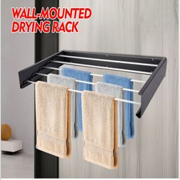 Storage Holders Racks 5 Cross Retractable Laundry Drying Rack Clothes Airer Bathroom Towel Rack Collapsible Dryer Home Bathroom Accessorie 230906