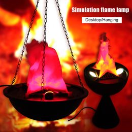 Other Event Party Supplies Fake Flame Halloween Electronic Brazier Lamp Hanging Light 3D Flickering Fake Fire Simulation Flame Party Stage Decor Lighting 230906