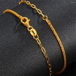 Chains Pure 999 24K Yellow Gold Chain Women Wheat O Link Necklace 3.3-3.5g 16inch