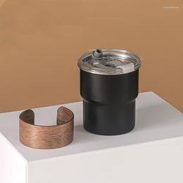 Tumblers Portable 304 Stainless Steel Coffee Cup Outdoor Camping Wooden Insulation Single Layer Rolled Edge Beer